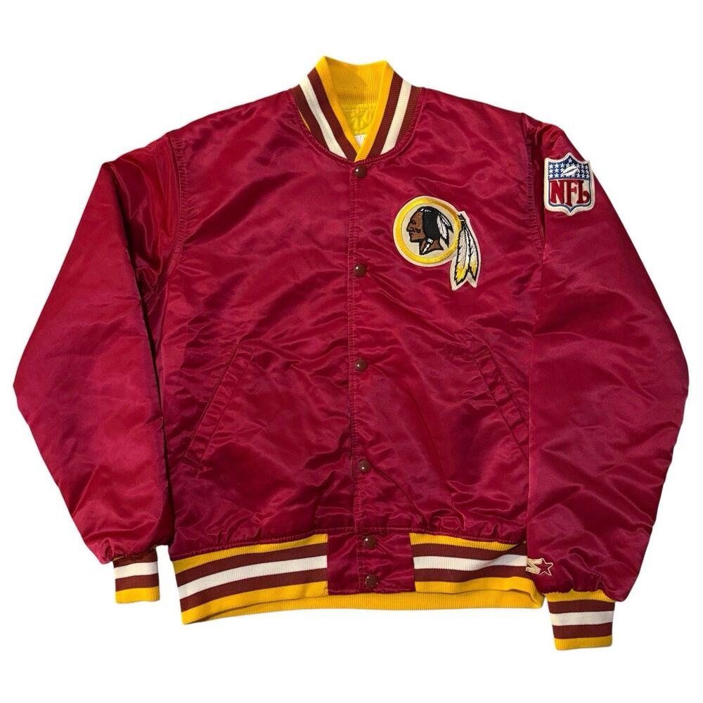 Vintage 90s Washington Redskins Starter Satin Bomber Jacket USA Burgundy Gold M